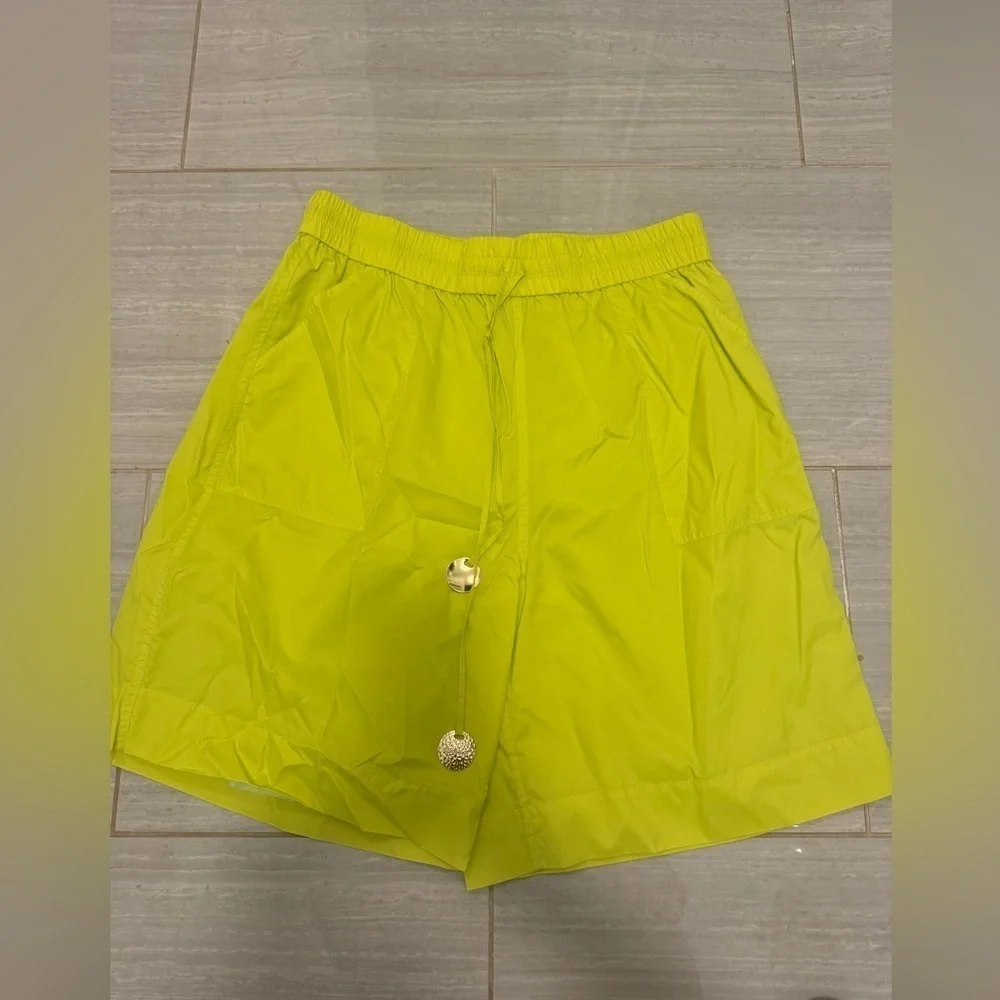 Staud- Lime Elastic Waist Jeter Short and Matching Gigi Strapless Crop Top Set